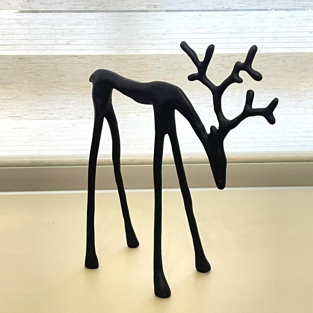 New Pottery Barn Reindeer Sculpted Bronze Black Small NWT